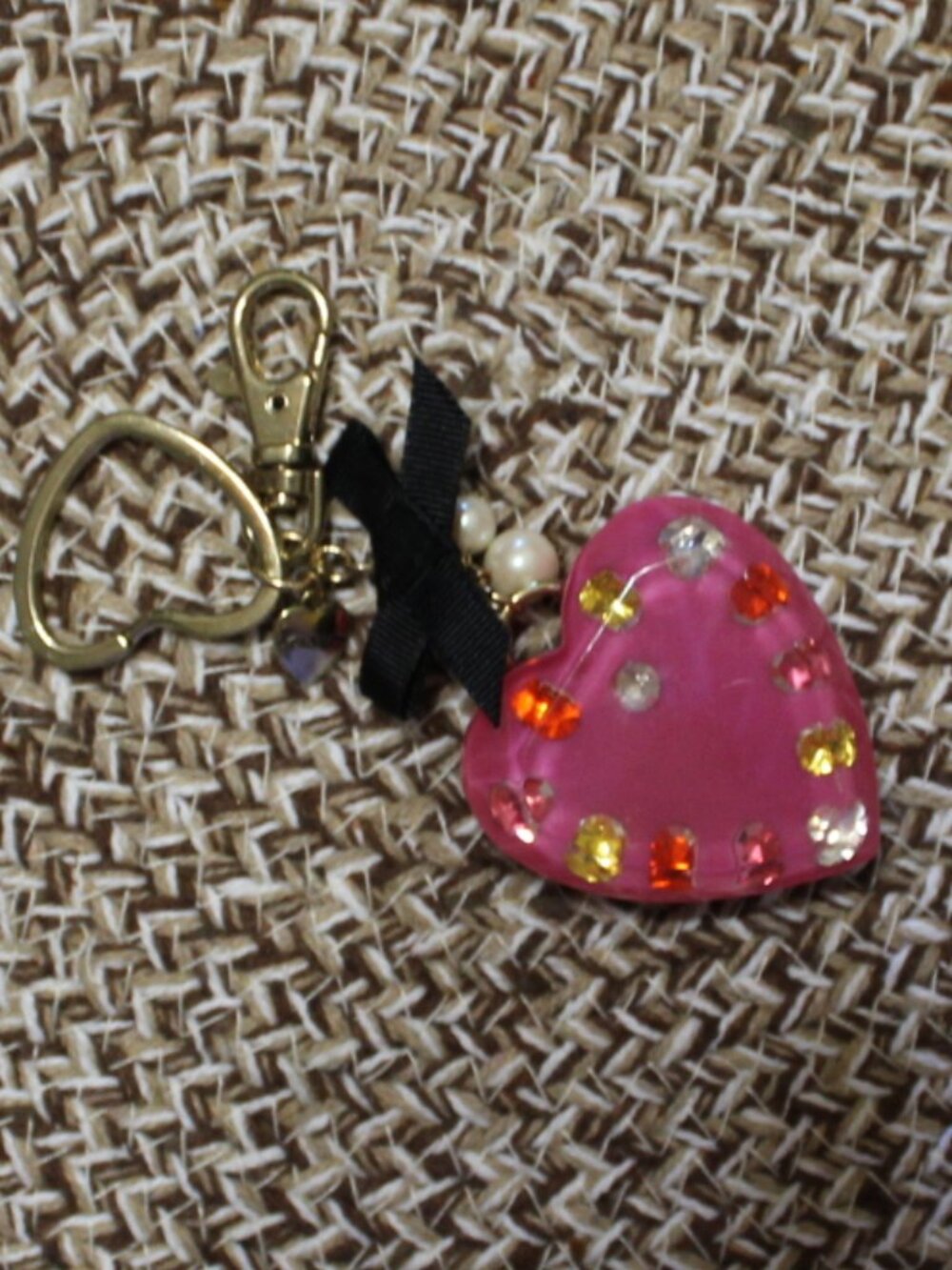 NWOT Betsey Johnson Heart w/bling bag charm or key chain CUTE - Picture 2 of 6